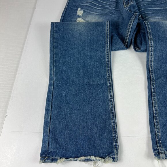 Jordan Craig Artisan Jean Men 33x32 Distressed USA Theme Blue Faded Cotton Denim - Picture 4 of 16